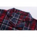 Mens Plaid Printing Turn down Collar Home Cotton Autumn Sleepwear Set