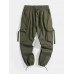 Mens Pocket Drawstring Elastic Waist Solid Color Mid Waist Cargo Pants