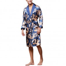 INCERUN Mens Satin Silk Pajamas Kimono Bathrobe Robe Dressing Gown Sleepwear Loungewear