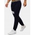 Mens Cotton Sports Striped Drawstring Waist Regular Fit Jogger Pants