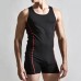 Mens Contrast Color Home Fashion Vest Sexy Casual Cotton Jumpsuits Sleepwear