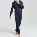 Mens Casual Home Pure Color Pocket Autumn Modal Sleepwear Pajama Set