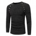 Autumn Winter Men’s Fashion Button Design Pullovers Casual Slim Round Neck Long Sleeved Pullover Swe