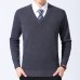 Autumn Winter Men’s Casual V  neck Warm Knit Pullovers Fashion Long Sleeve Sweater Pullovers