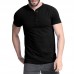 Men T  shirts V Neck Casual Short Sleeve Slim Fitted Blouse Short Sleeve with Buttons Outdoor Hiking