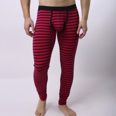 Mens Fall Winter Striped Thermal Pants Long Johns Pajamas