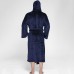 Mens Pure Color Thick Velvet Fleece Sleepwear Comfy Soft Hooded Pajamas Robe