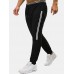 Mens Side Striped Cotton Drawstring Waist Sports Casual Jogger Pants