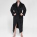 Mens Pure Color Thick Velvet Fleece Sleepwear Comfy Soft Hooded Pajamas Robe